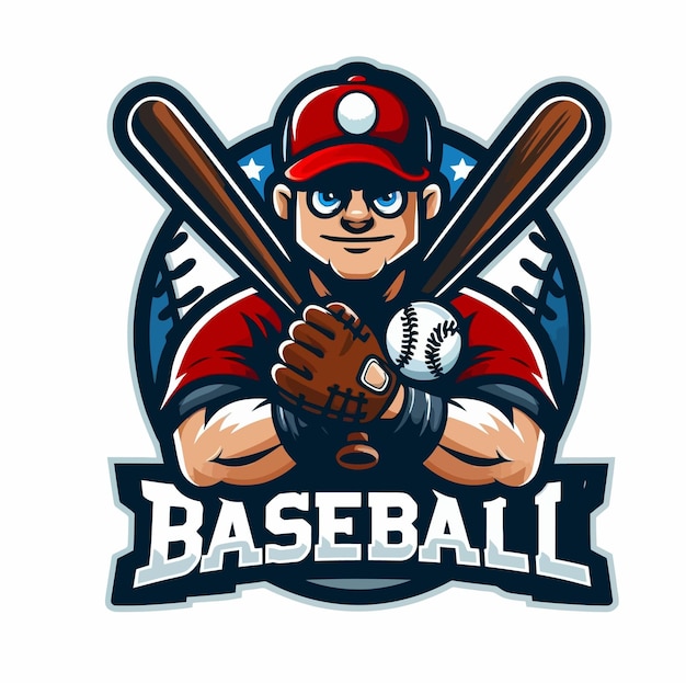 logotipo da mascote de beisebol equipe de design campeonato atlético clube de esportes fundo branco
