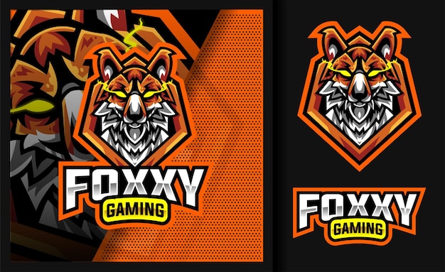 Logotipo da mascote de jogos da Foxxy Red Fox