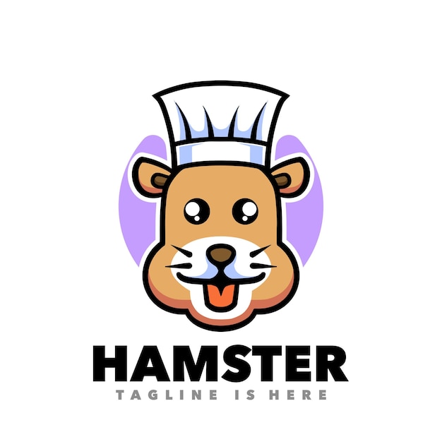 Vetor logotipo da mascote do chef hamster fofo