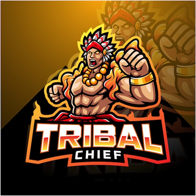 Logotipo da mascote do chefe tribal esport