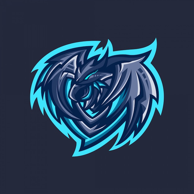 modelo de vetor de design de logotipo de jogo de mascote dragão azul  2827782 Vetor no Vecteezy