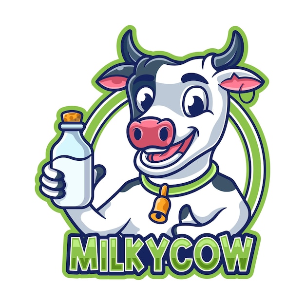 Logotipo da mascote do Milky Cow Cartoon
