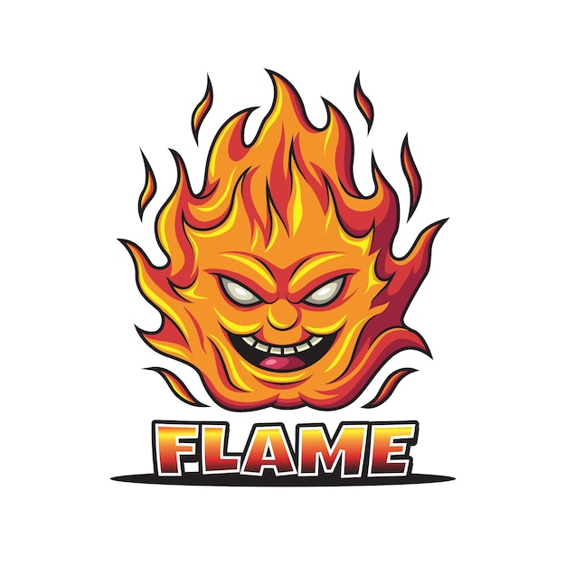 Logotipo da mascote do personagem Cara de fogo