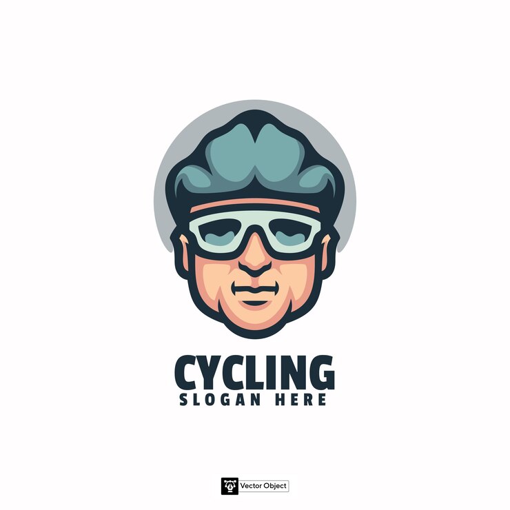 Vetor logotipo da mascote do rosto dos ciclistas