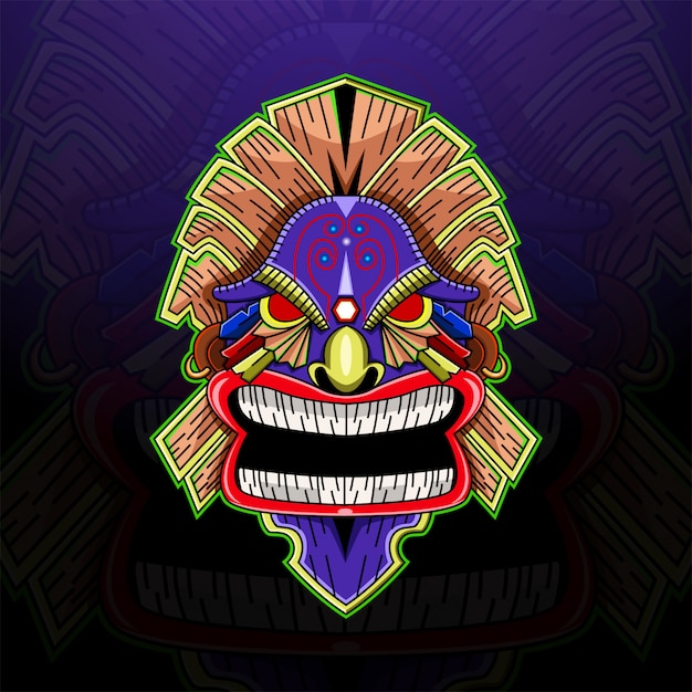Logotipo da mascote esport tiki mask