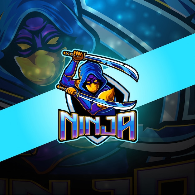 Vetor logotipo da mascote ninja esport