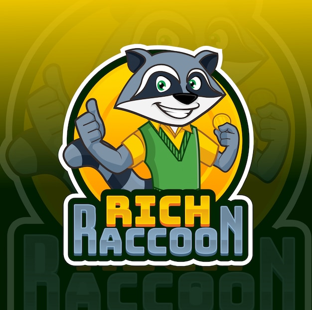 Logotipo da mascote raccon rico