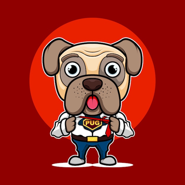 Logotipo da mascote super cão pug