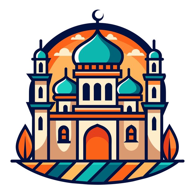 Logotipo da mesquita desenho vector único 05