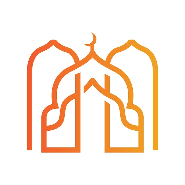 Logotipo da mesquita design de adoração islâmica eid al fitr edifício da mesquita vector icon template ramadan eid al adha