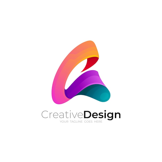 Logotipo da montanha com logotipos abstratos de vetores de design colorido 3d