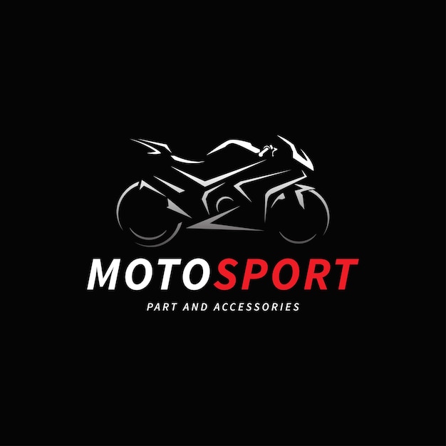 Vetor logotipo da motocicleta em fundo preto silhueta de superbike de corrida moderna