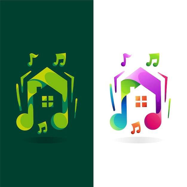 Logotipo da música com conceito de casa