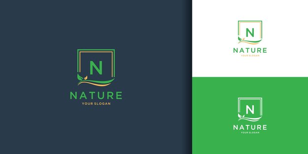 Logotipo da nature frame com desenho inicial da letra n