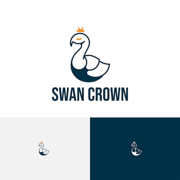 Logotipo da natureza animal elegante pato coroa de cisne