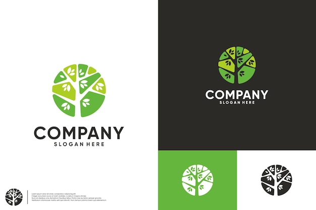 logotipo da natureza com conceito circular árvores e folhas inspiração de design do logotipo