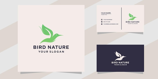 Logotipo da natureza do pássaro com modelo de cartão de visita