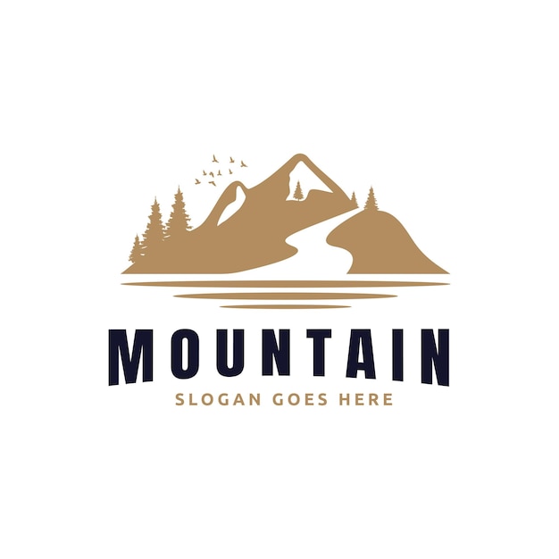 Logotipo da natureza e aventura ao ar livre na montanha