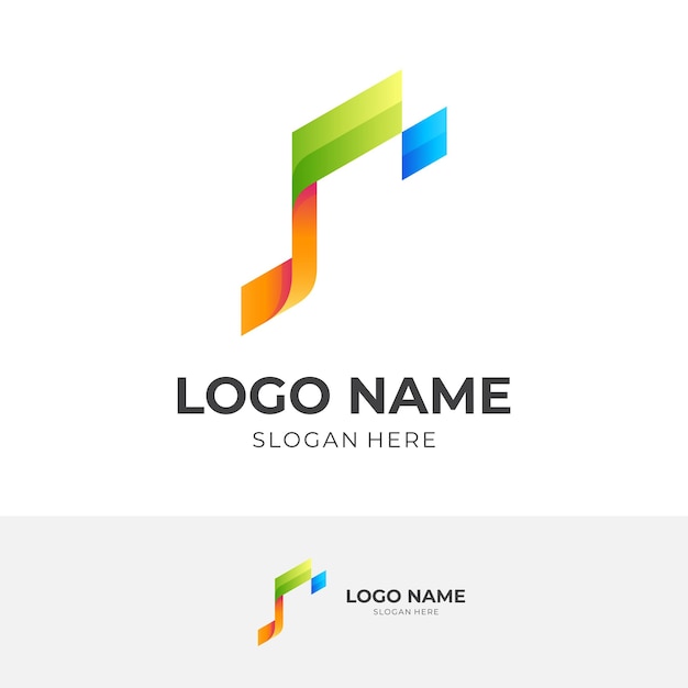 Logotipo da nota técnica, nota e pixel, logotipo de combinação com estilo colorido 3D