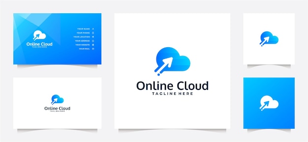 Logotipo da nuvem gradiente e cartão de visita