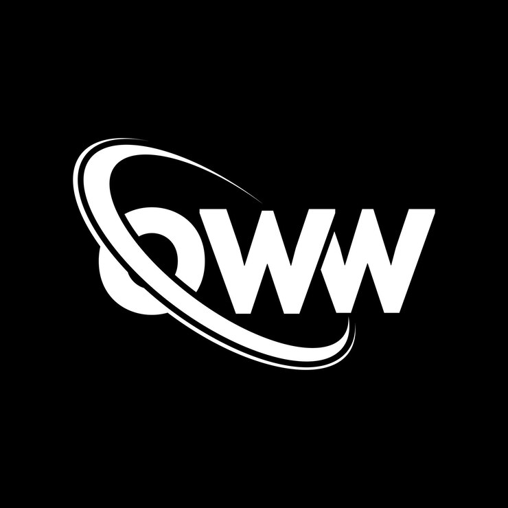 Vetor logotipo da oww (letra oww) logotipo inicial (ligado com círculo e letras maiúsculas) logotipo oww (tipografia para negócios de tecnologia e marca imobiliária)