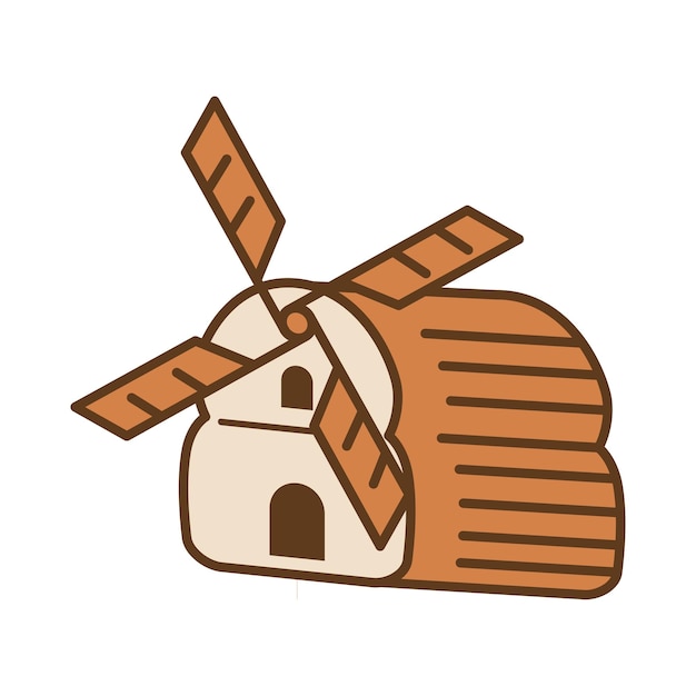 Logotipo da padaria do moinho de vento do pão ícone ilustração identidade da marca