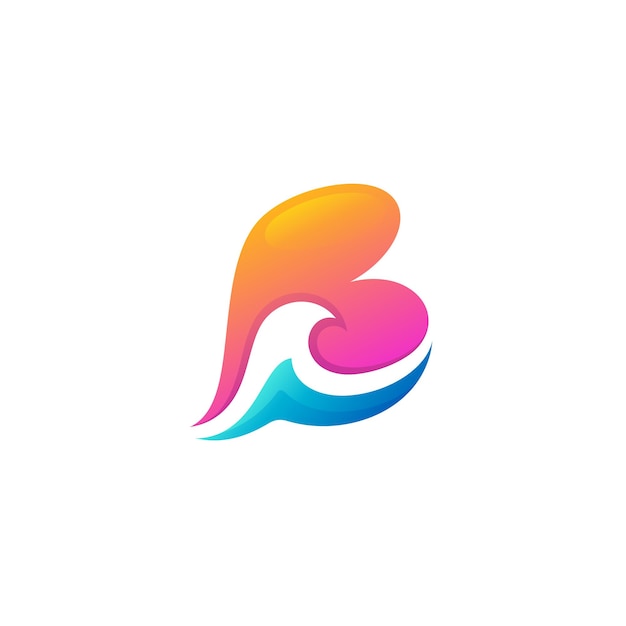 Logotipo da praia com combinação de design da letra b design colorido 3d