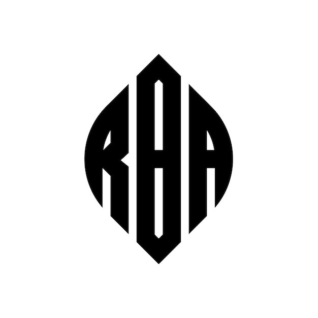 Vetor logotipo da rba: círculo de letras com forma de círculo e elipse rba: letras elípticas com estilo tipográfico as três iniciais formam um logotipo de círculo rba: círculo, emblema, monograma, letra, marca, vetor.
