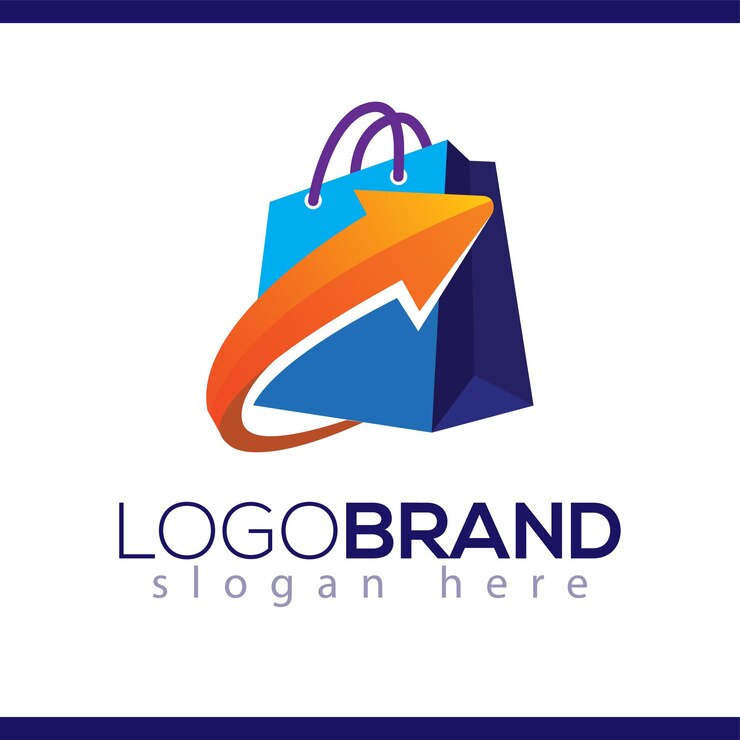 Vetor logotipo da sacola de compras com vetor de ícone de seta