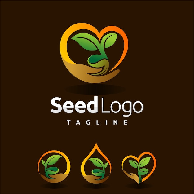 Vetor logotipo da seed definido com várias formas