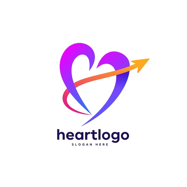 logotipo da seta do coração com cores gradientes