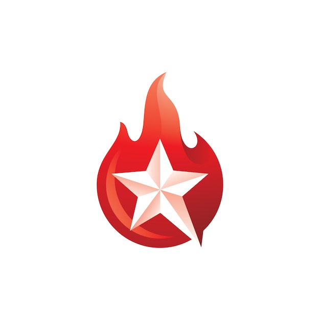 Logotipo da star and burning fire flame