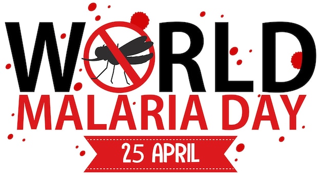 Logotipo da stop malaria ou banner com mosquito no fundo do mapa mundial