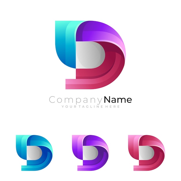 Vetor logotipo da symbol d com vetor de design moderno, estilo colorido