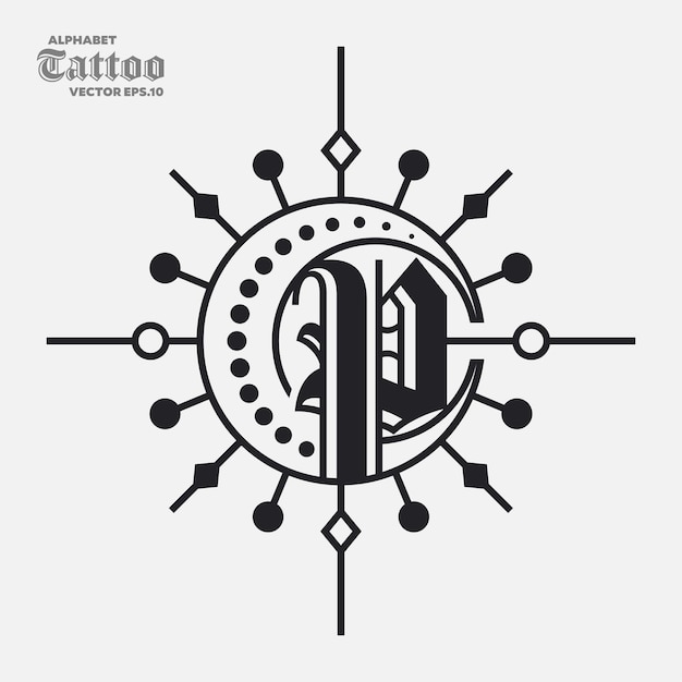 Vetor logotipo da tatuagem do alfabeto p
