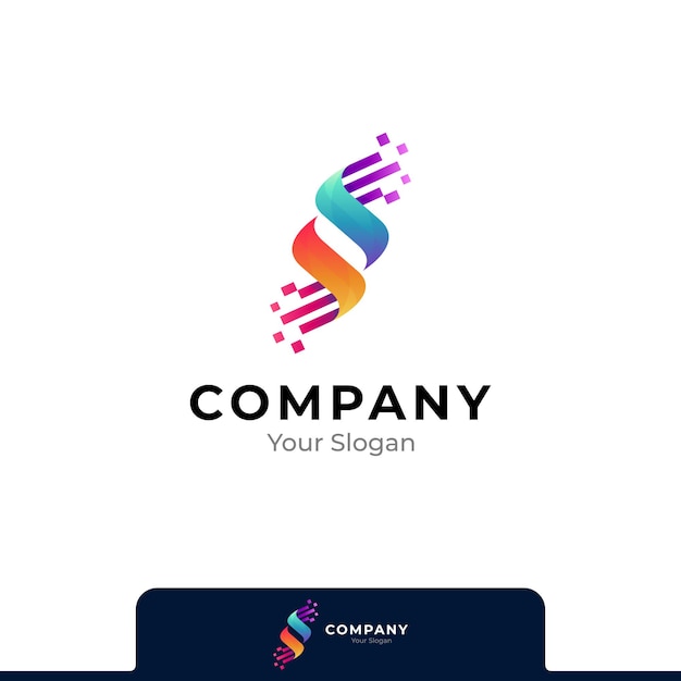 Logotipo da tecnologia de pixel letra S