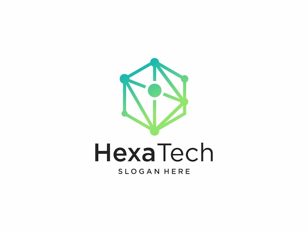 Logotipo da tecnologia hexagonal com linha limpa