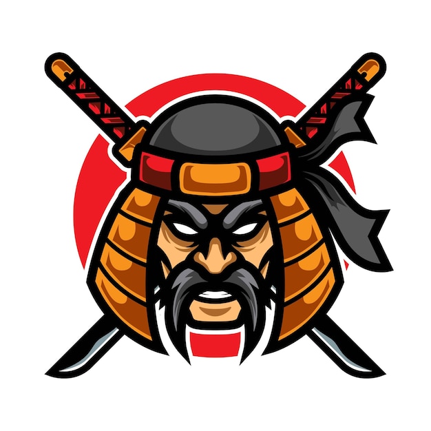 Logotipo da velha mascote do samurai e sport