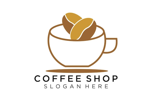 Logotipo da xícara de café ouro sobre fundo branco. logotipo gráfico vetorial estilizado