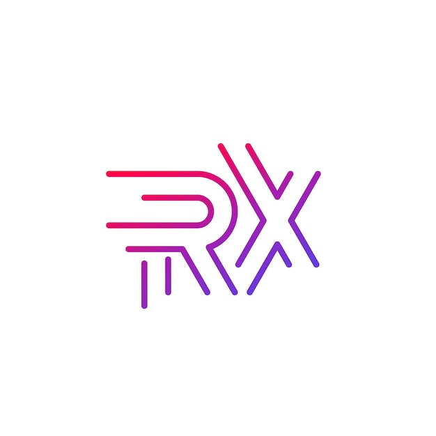 Logotipo das letras rx, estilo de linha