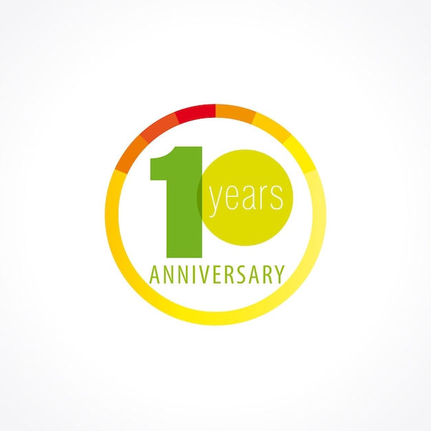 Logotipo de 10 anos Medalha de modelo abstrato colorido isolado Prêmio ou 10% de desconto no conceito