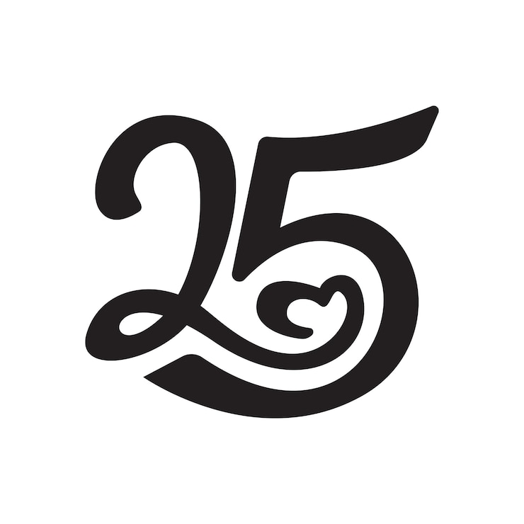 Vetor logotipo de 25 anos 25o aniversário 25a silhueta