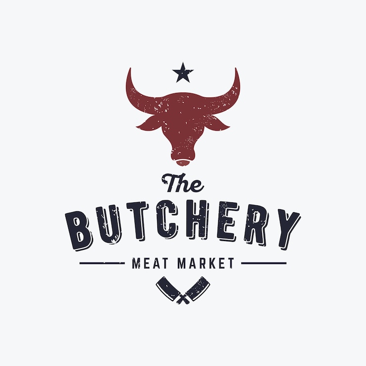 Vetor logotipo de açougueiro vintage com faca logotipo de carne fresca para açougue comercial distintivo e rótulo de restaurante