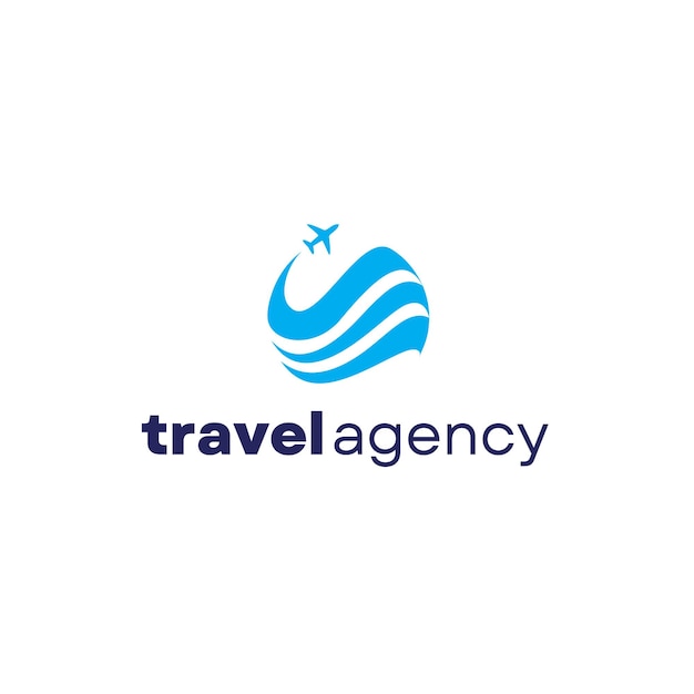 Vetor logotipo de agência de viagens minimalista azul vetorial livre