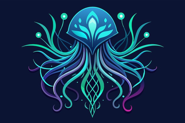 Vetor logotipo de águia-viva abstrata bioluminescente com linhas e tentilhos brilhantes