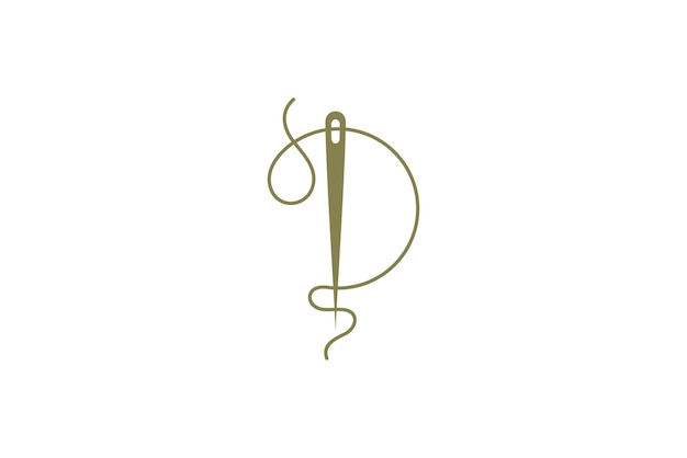 Vetor logotipo de agulha de costura com fio em ilustração de design de modelo