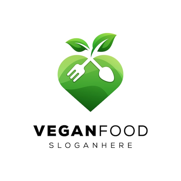 Logotipo de amante vegan de comida moderna, legumes adoram logotipo de comida