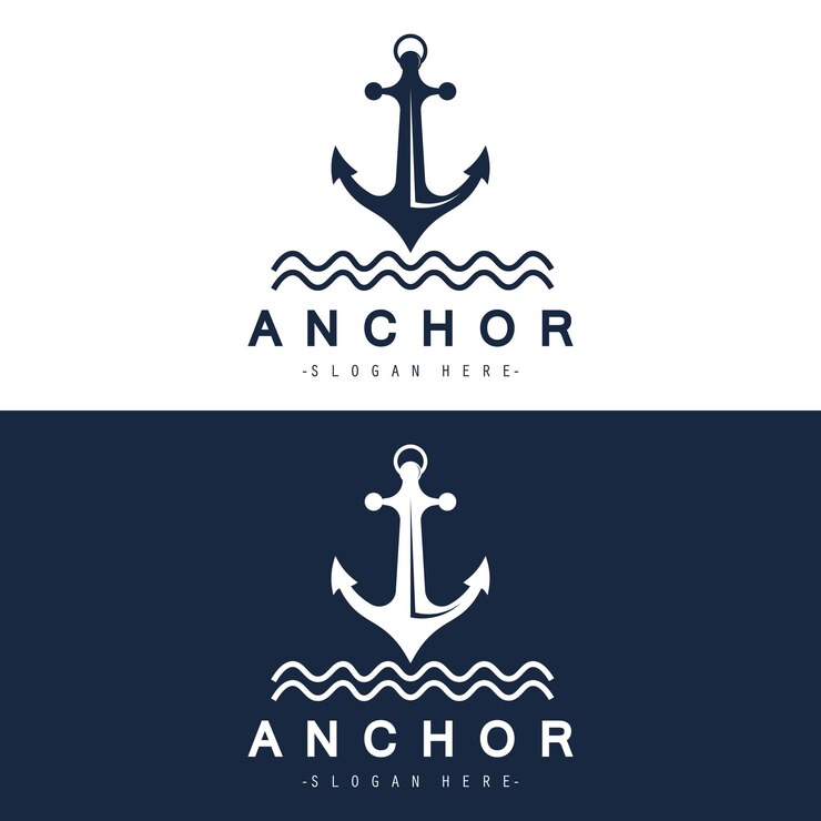 Vetor logotipo de âncora moderno desenho minimalista simples ilustração símbolo marinho simples