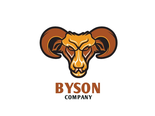 Logotipo de animal cabeça de bisonte