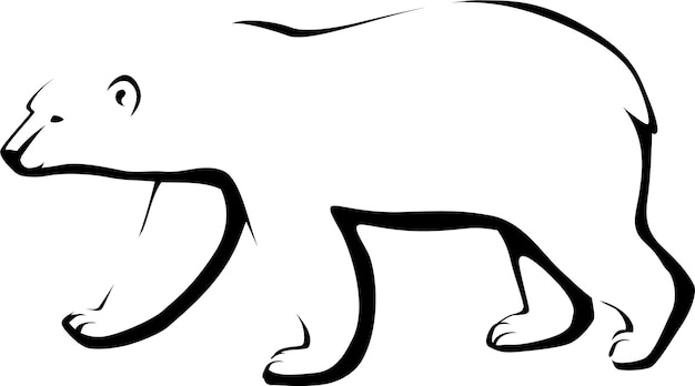 Vetor logotipo de animal selvagem de urso polar branco em estilo gráfico de desenho de silhueta